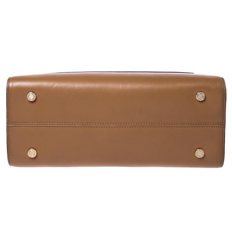 Bvlgari Beige/Schwarzes Leder Serpenti Scaglie Tote Damen