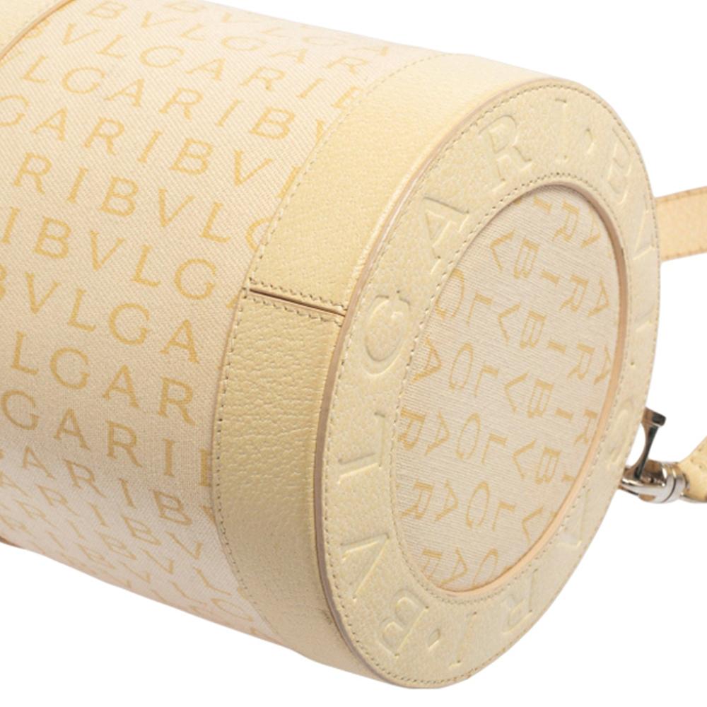Women's Bvlgari Beige Canvas and Leather Cylinder Bag
