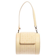 Used Bvlgari Beige Canvas and Leather Cylinder Bag