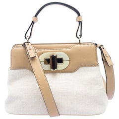 Bvlgari Beige Canvas and Leather Isabella Rossellini Shoulder Bag