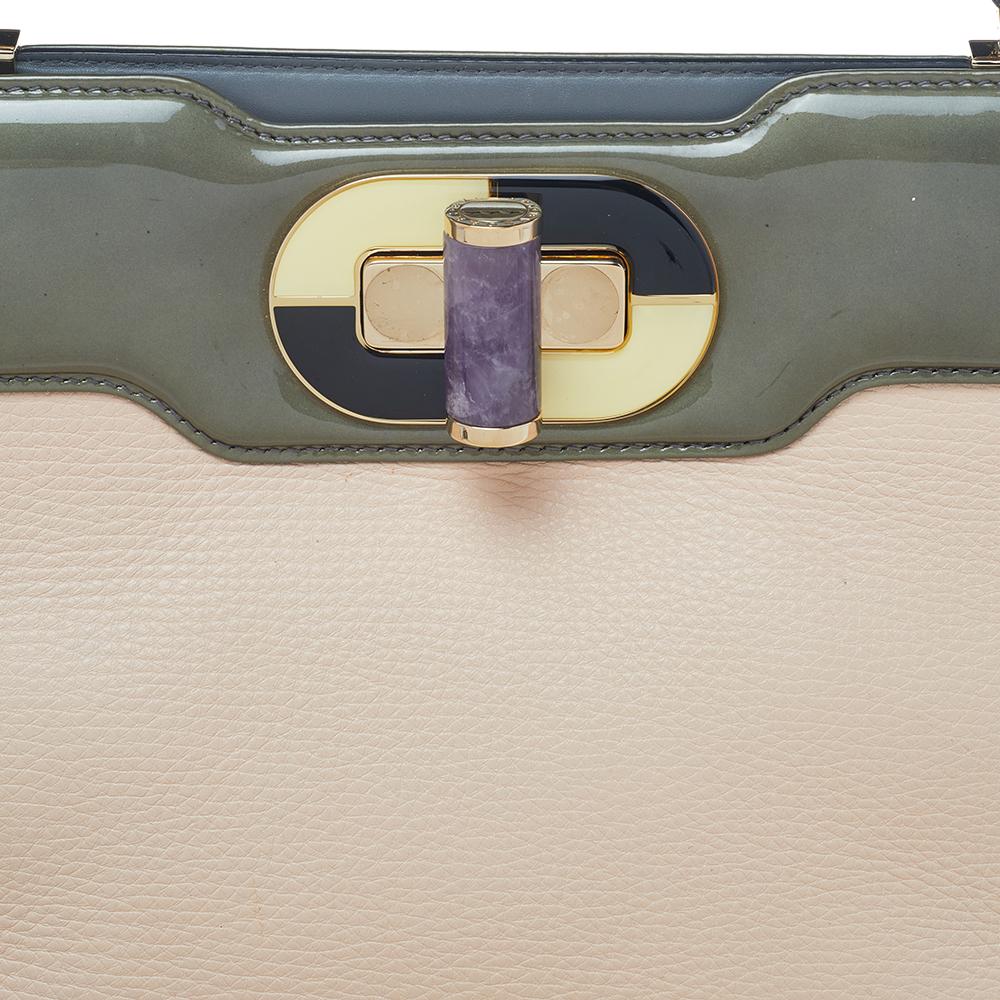 Bvlgari Beige/Grey Leather Isabella Rossellini Top Handle Bag 7