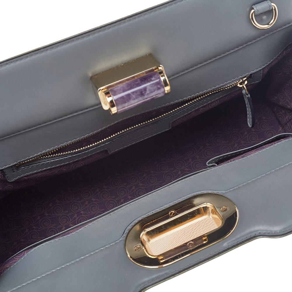 Isabella Rossellini Henkeltasche aus Leder, beige/grau, von Bvlgari 4