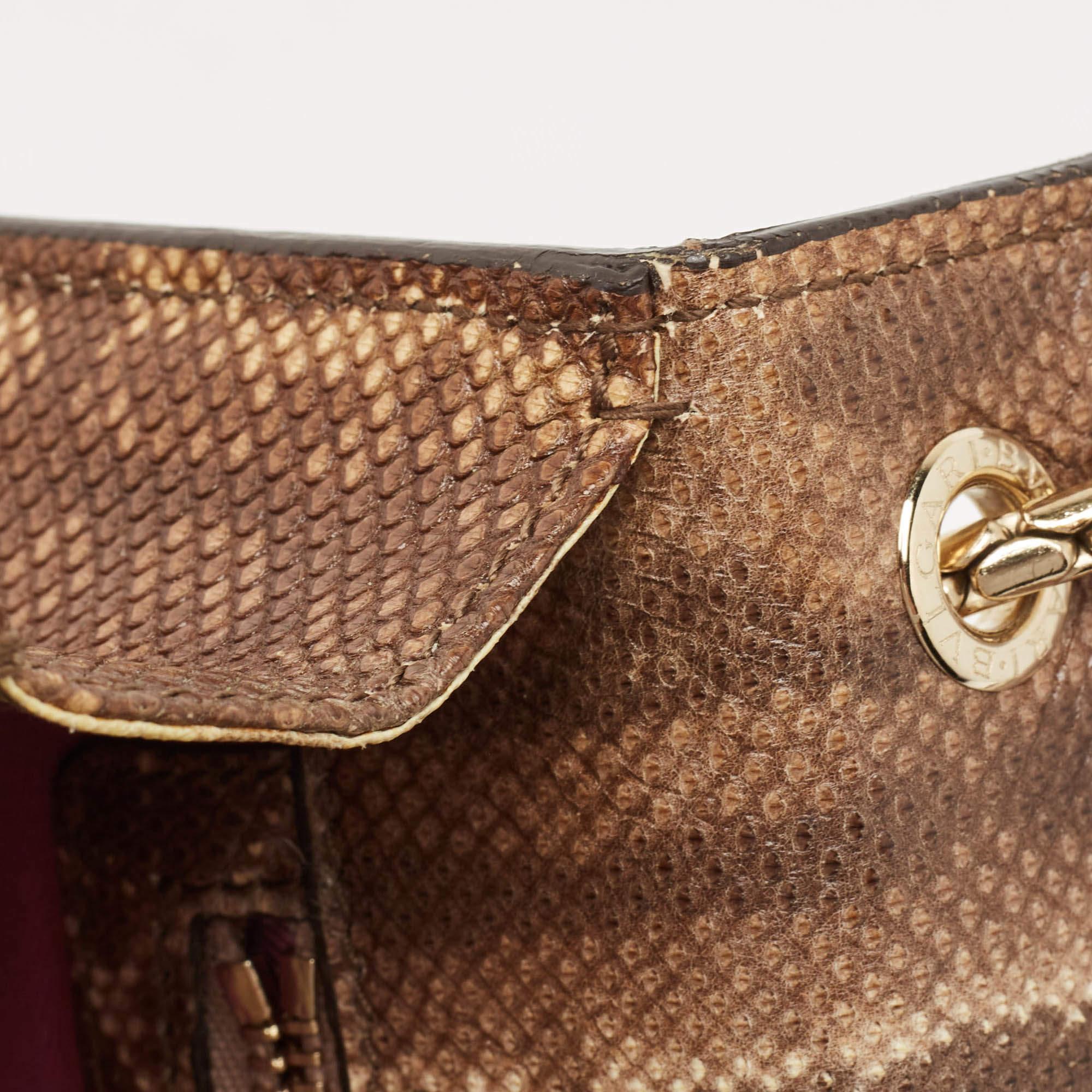 Bvlgari Beige Karung Leather Medium Serpenti Forever Flap Shoulder Bag 2