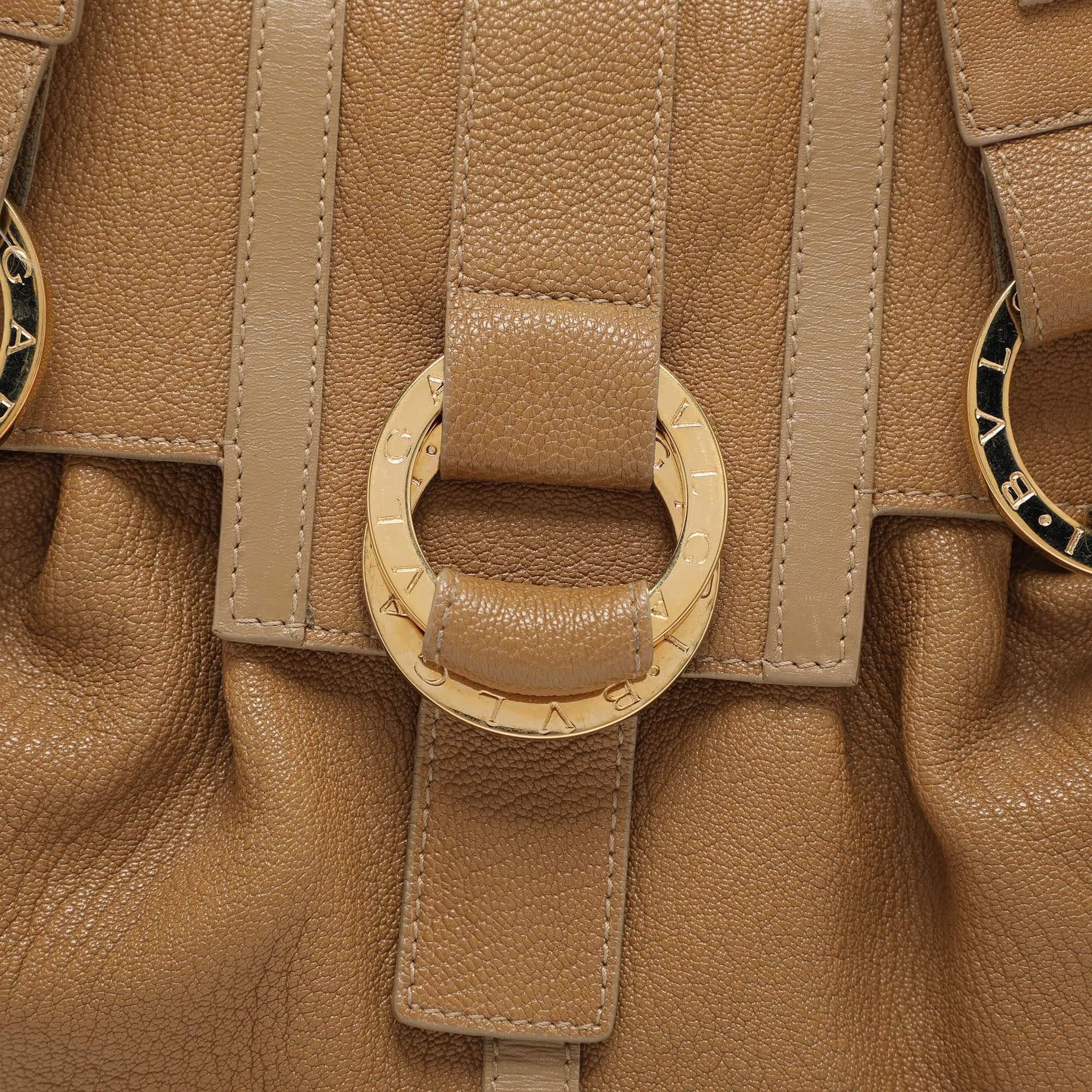 Bvlgari Beige Leather Chandra Shoulder Bag For Sale 1