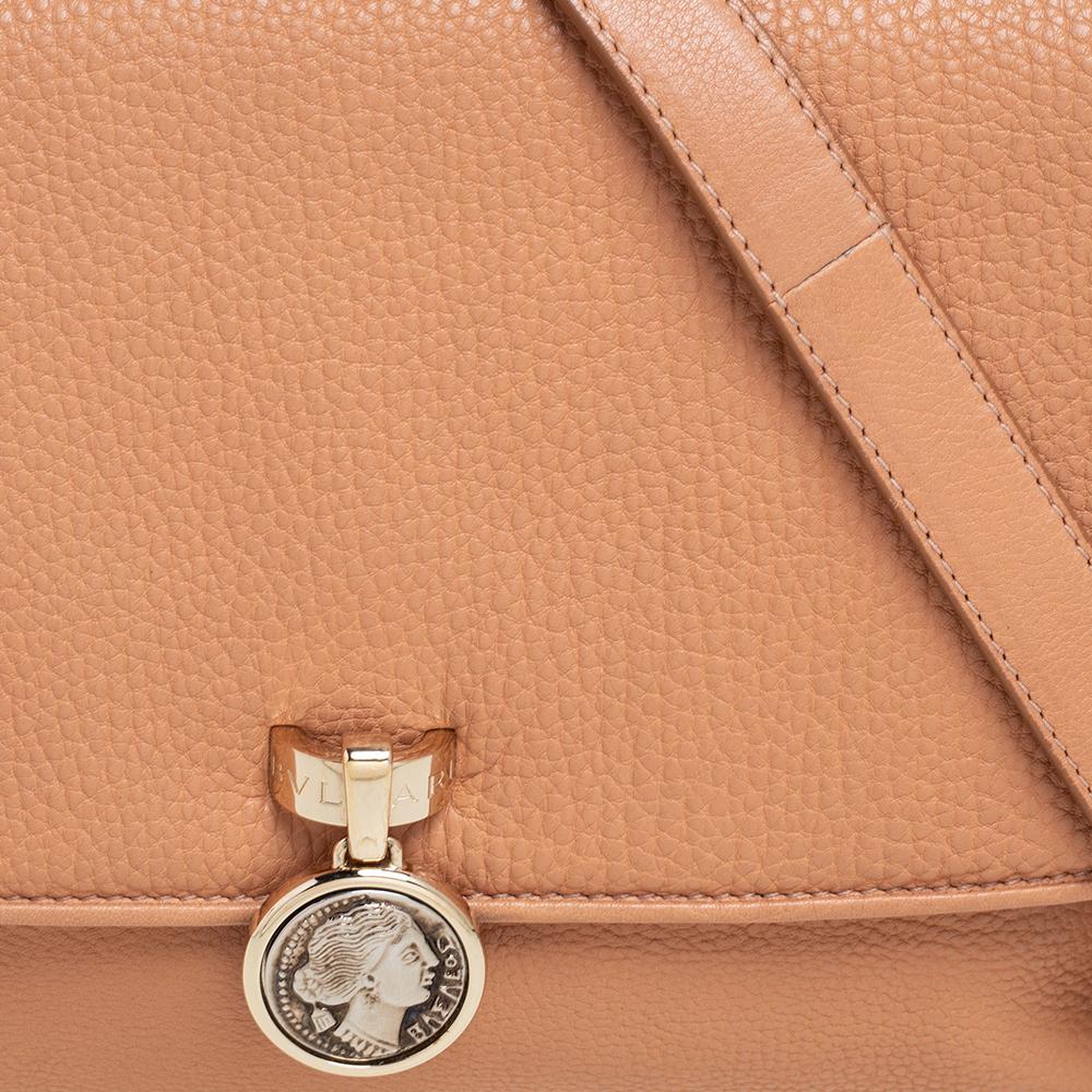 Bvlgari Beige Leather Monette Flap Top Handle Bag In Good Condition In Dubai, Al Qouz 2