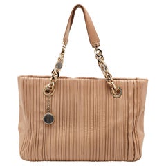 Bvlgari Beige Leather Monte Plisse Shopper Tote