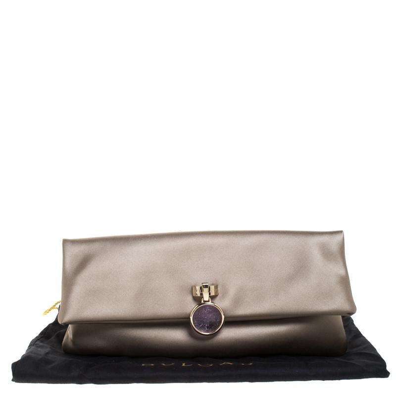 Bvlgari Beige Satin Monete Clutch 6