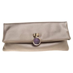 Bvlgari Beige Satin Monete Clutch