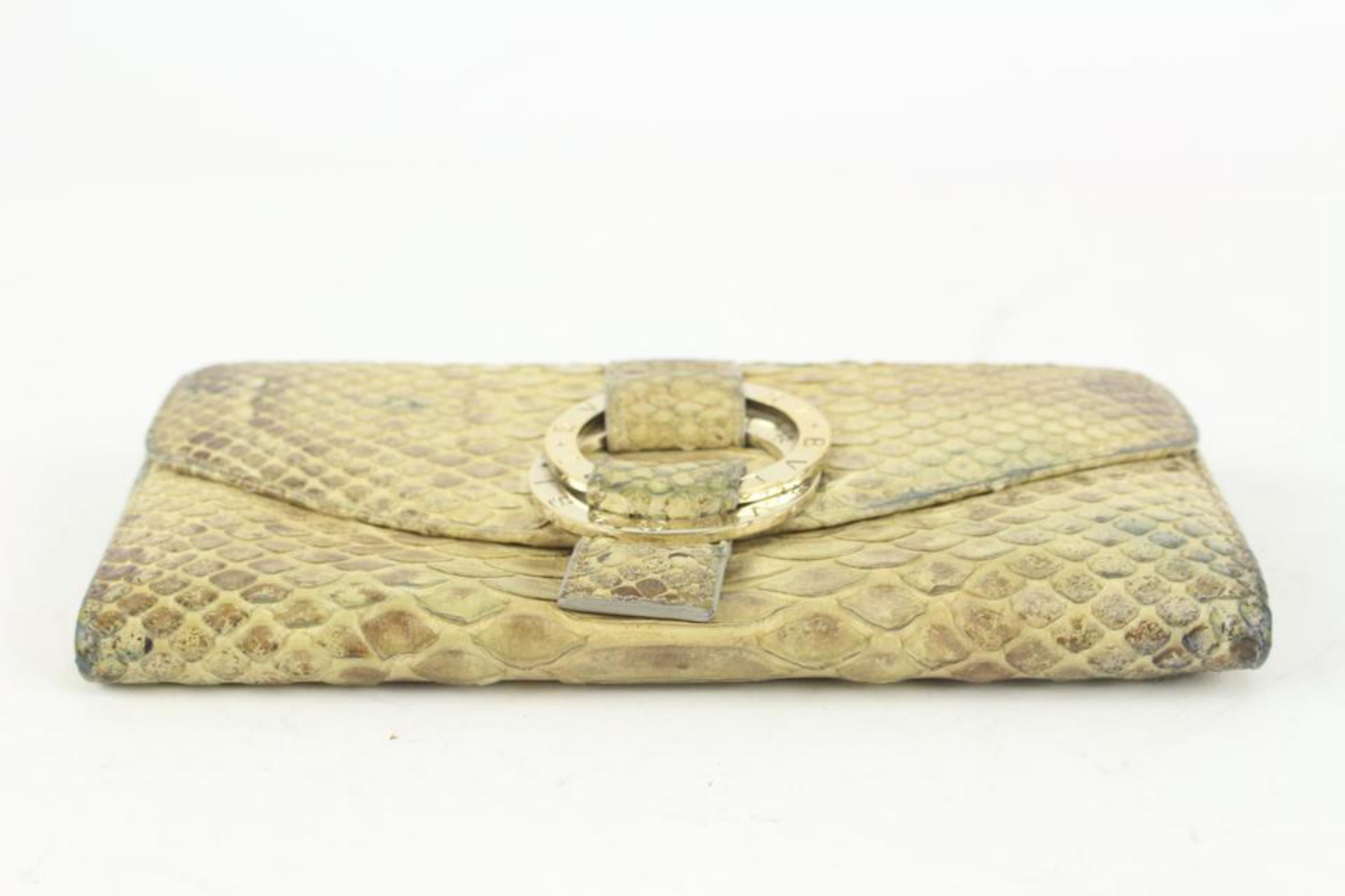 BVLGARI Beige-Yellow Python Flap Wallet 1216bvl43 For Sale 1