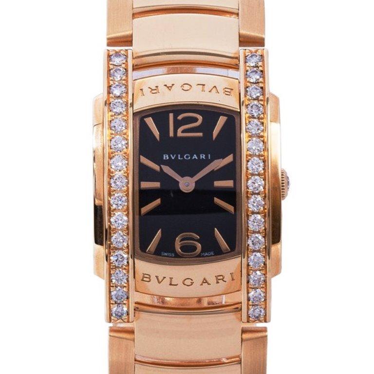 Bvlgari Black 18K Rose Gold Assioma Women's Wristwatch 22MM (Zeitgenössisch)