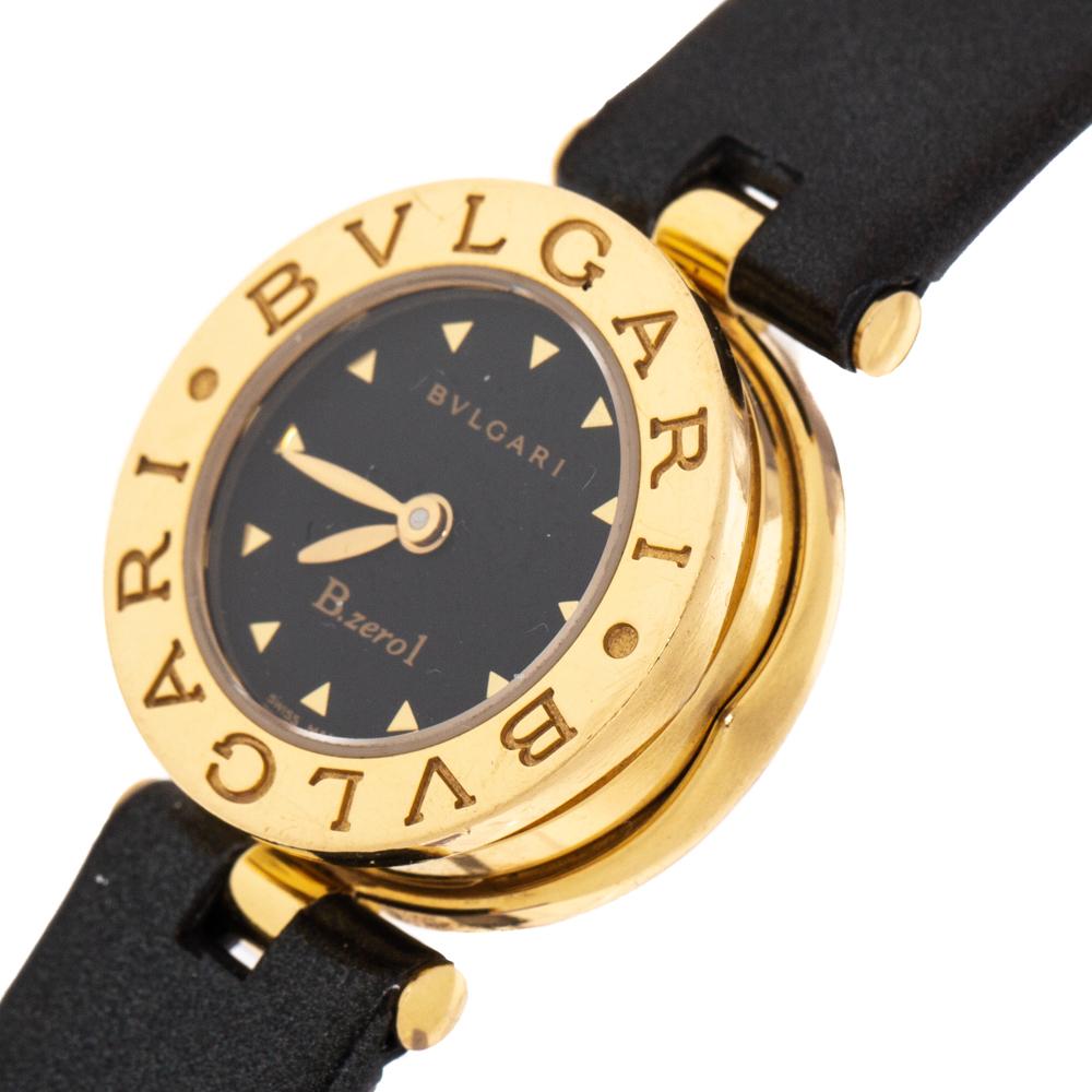 Contemporary Bvlgari Black 18K Yellow Gold B.Zero1 BZ 22 G Women's Wristwatch 22 MM