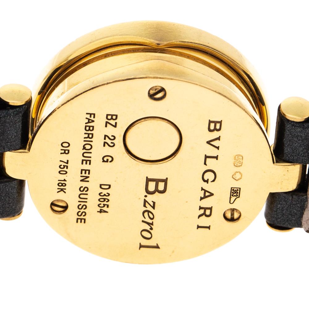 Bvlgari Black 18K Yellow Gold B.Zero1 BZ 22 G Women's Wristwatch 22 MM In Good Condition In Dubai, Al Qouz 2