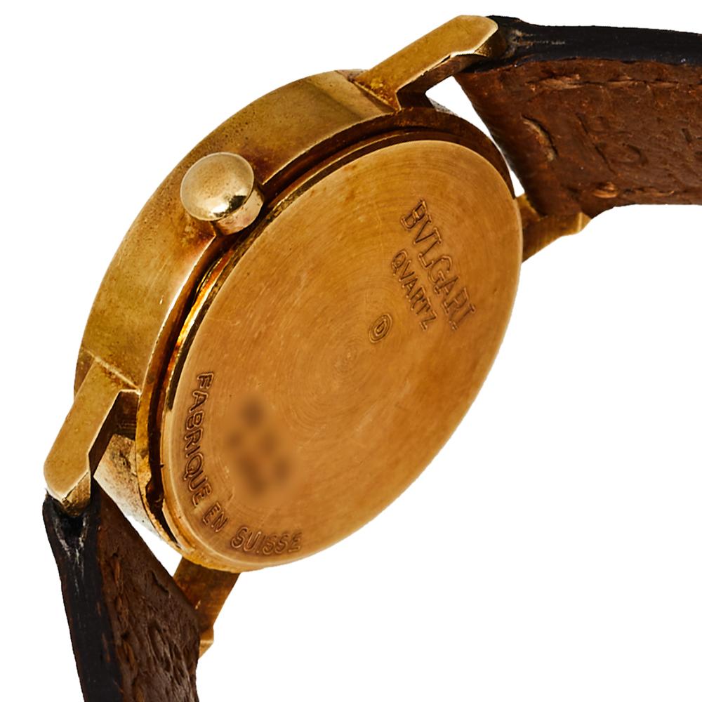 Bvlgari Black 18K Yellow Gold & Leather BB 26 GL Women's Wristwatch 26MM 1