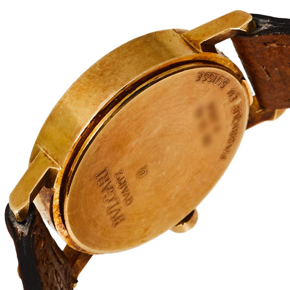 Bvlgari Black 18K Yellow Gold & Leather BB 26 GL Women's Wristwatch 26MM 2