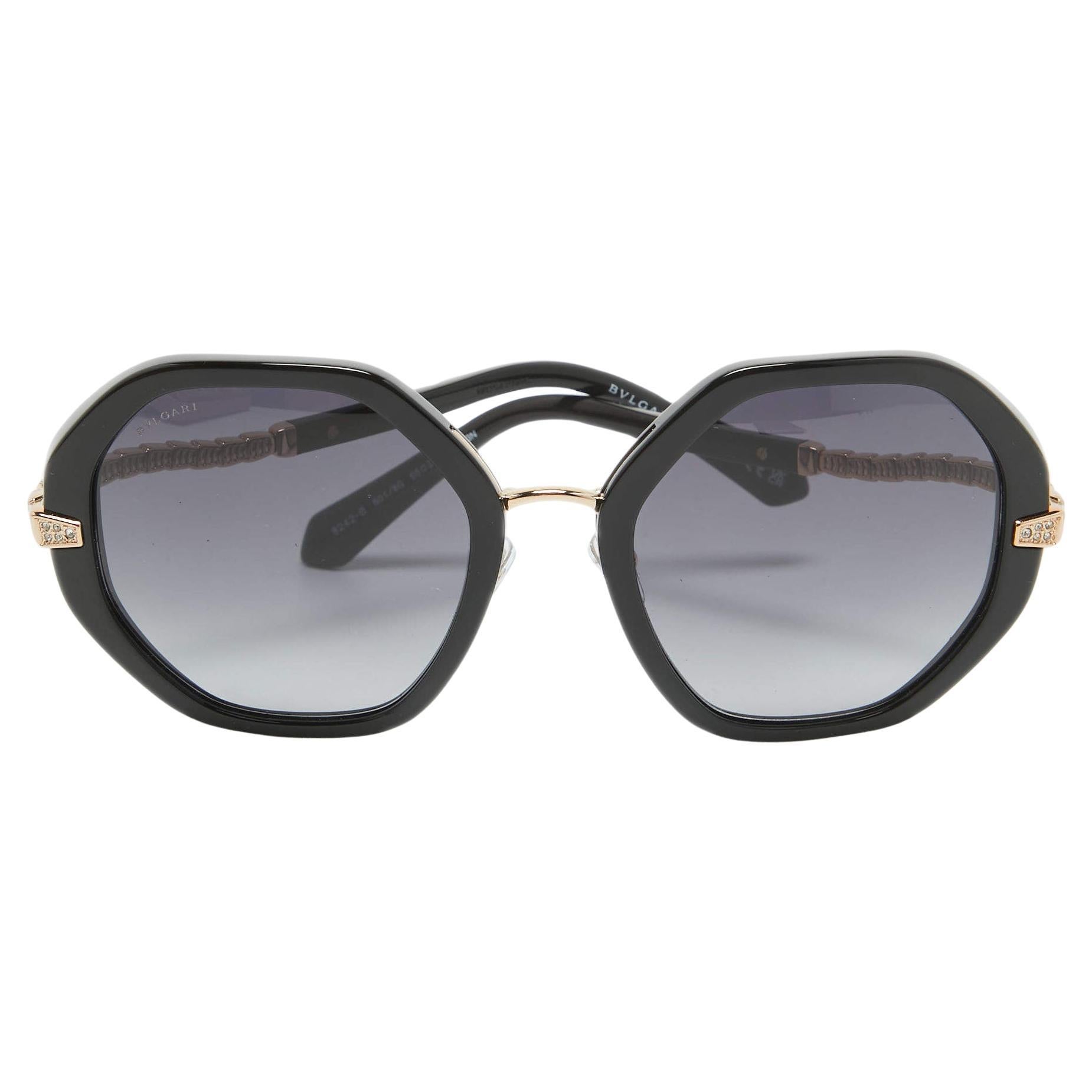 Bvlgari Black 8242 Viper Angular Acetate Sunglasses
