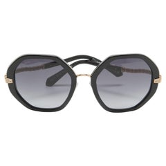 Bvlgari Black 8242 Viper Angular Acetate Sunglasses