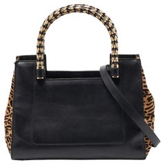 Bvlgari Black/Beige Leather and Calfhair Small Serpenti Scaglie Tote