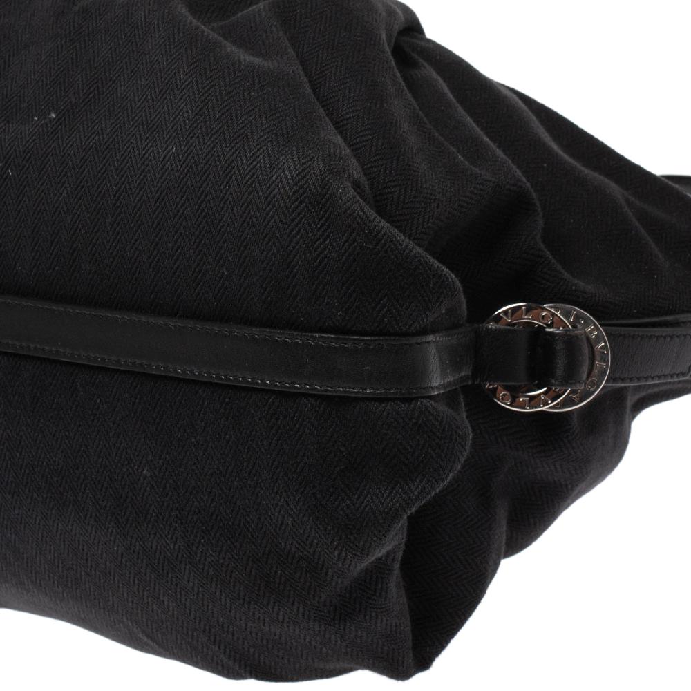 Bvlgari Black Canvas and Leather Chandra Hobo 6