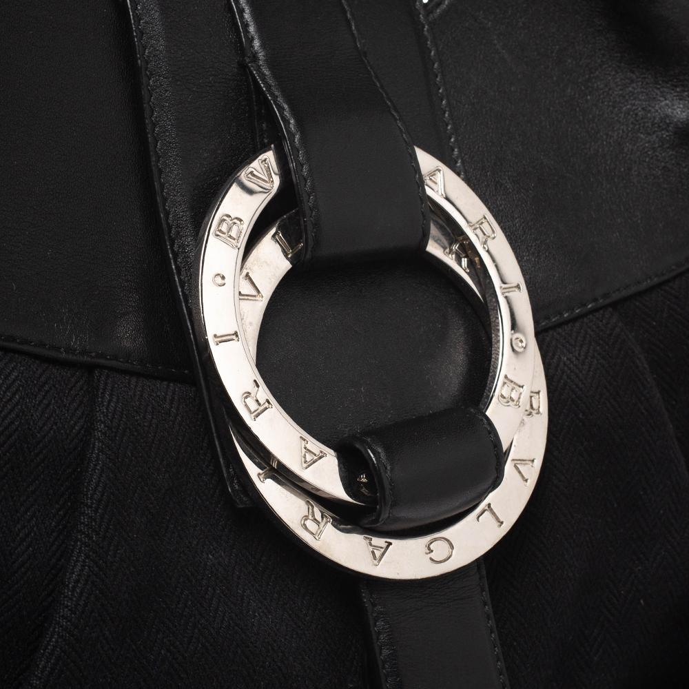 Bvlgari Black Canvas and Leather Chandra Hobo 7