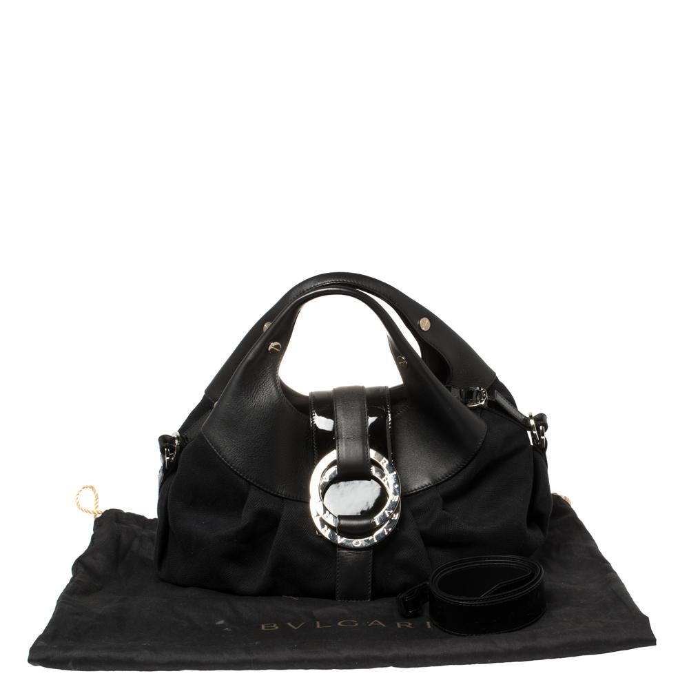 Bvlgari Black Canvas and Leather Chandra Hobo 9