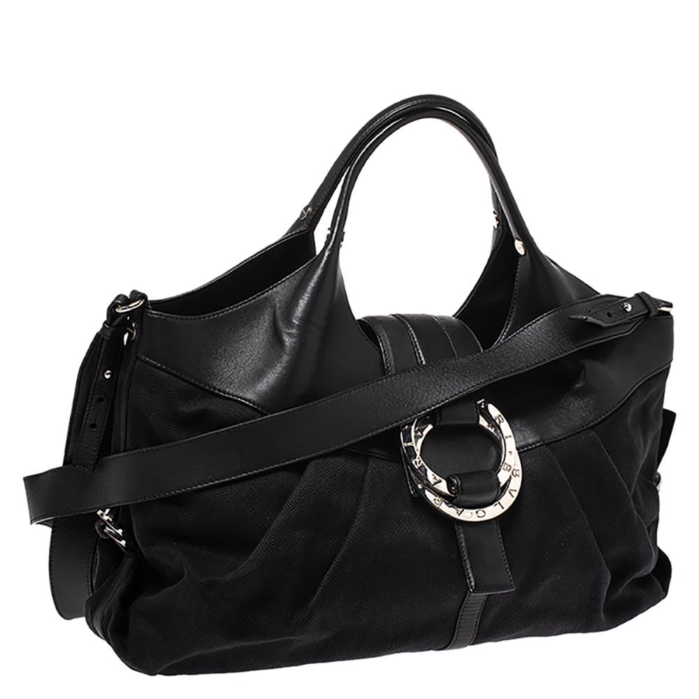 Women's Bvlgari Black Canvas and Leather Chandra Hobo