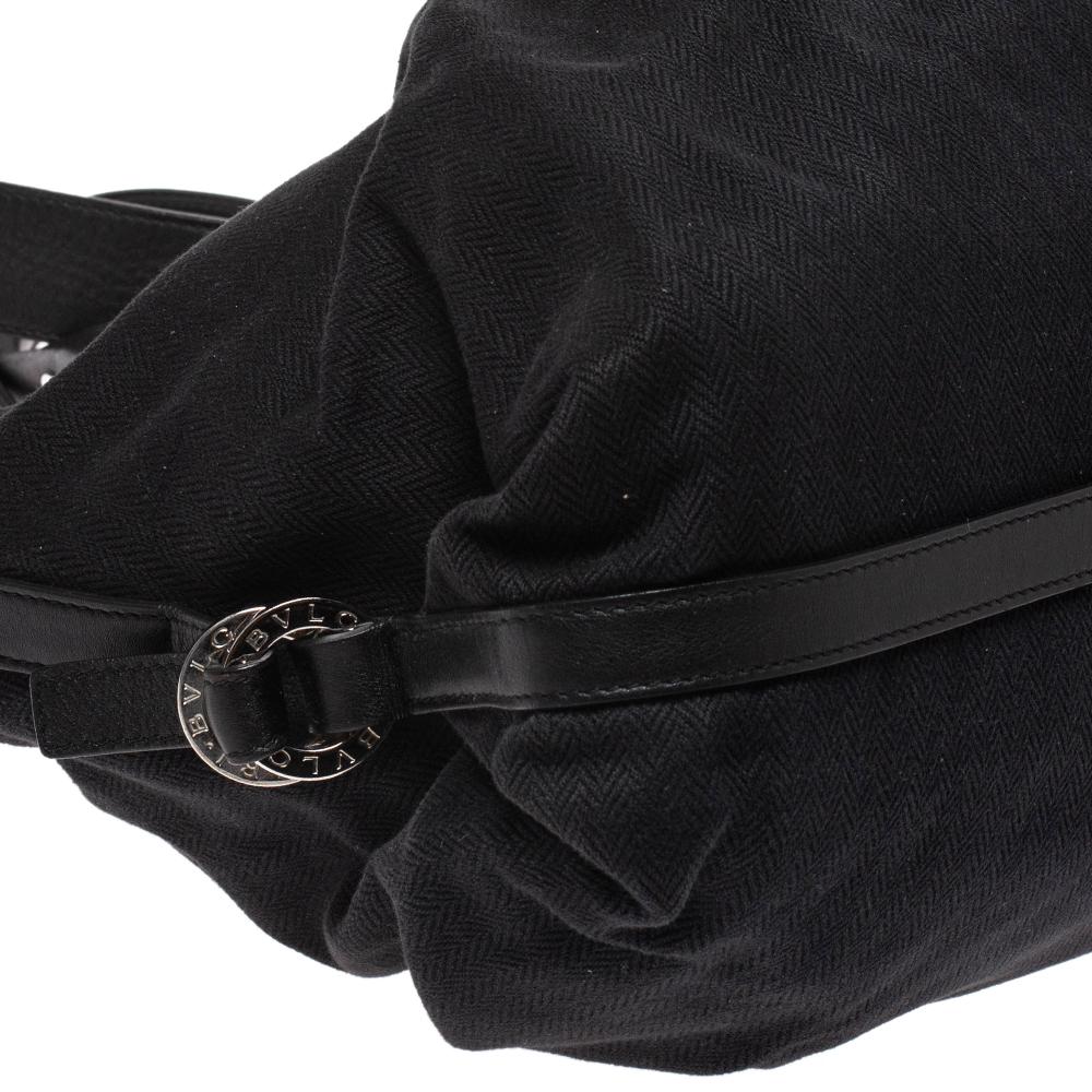 Bvlgari Black Canvas and Leather Chandra Hobo 5