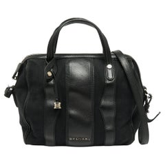 Used Bvlgari Black Canvas and Leather Satchel