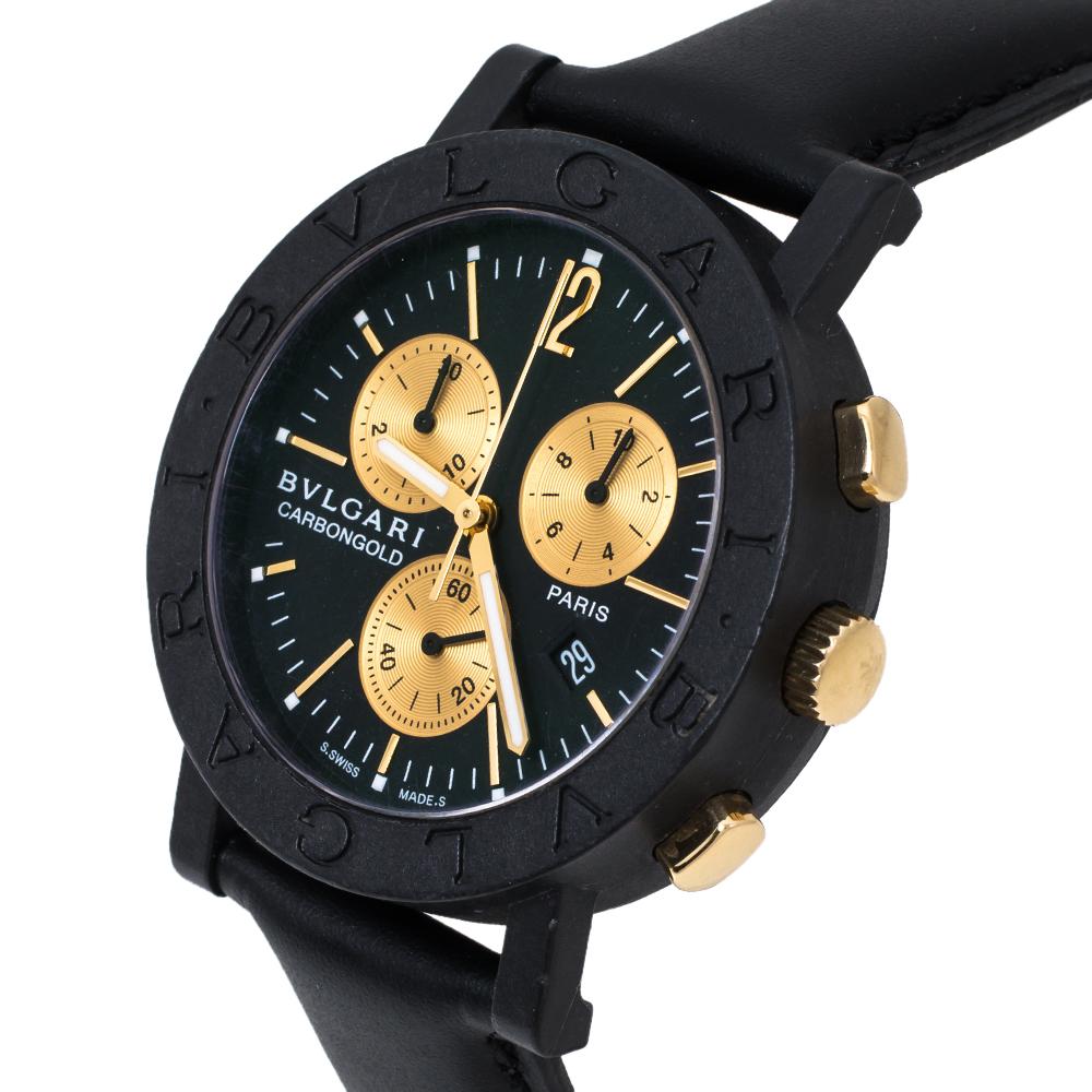Bvlgari Black Carbongold Chronograph BB38CLCH Women's Wristwatch 38MM 1