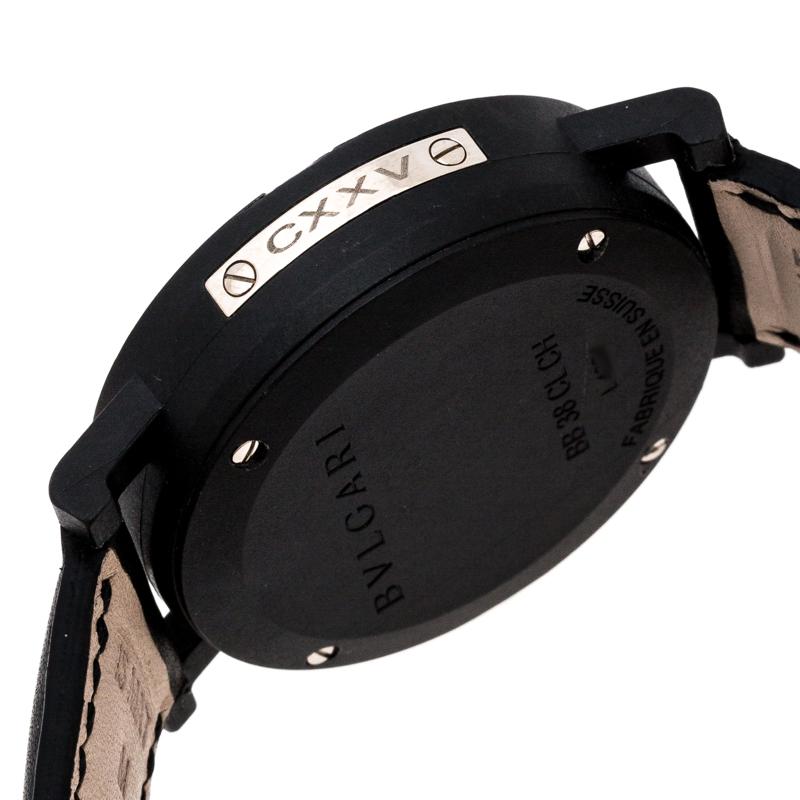 Bvlgari Black Carbongold Roma BB38CLCH Limited Edition Women's Wristwatch 38MM In Good Condition In Dubai, Al Qouz 2