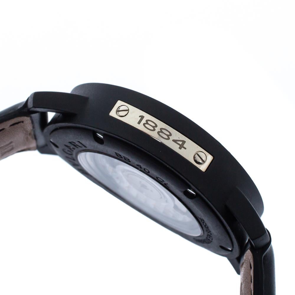 Bvlgari Black Carbongold Via Dei Condotti 10 Roma BB 40 CL Men's Wristwatch 40MM In Good Condition In Dubai, Al Qouz 2