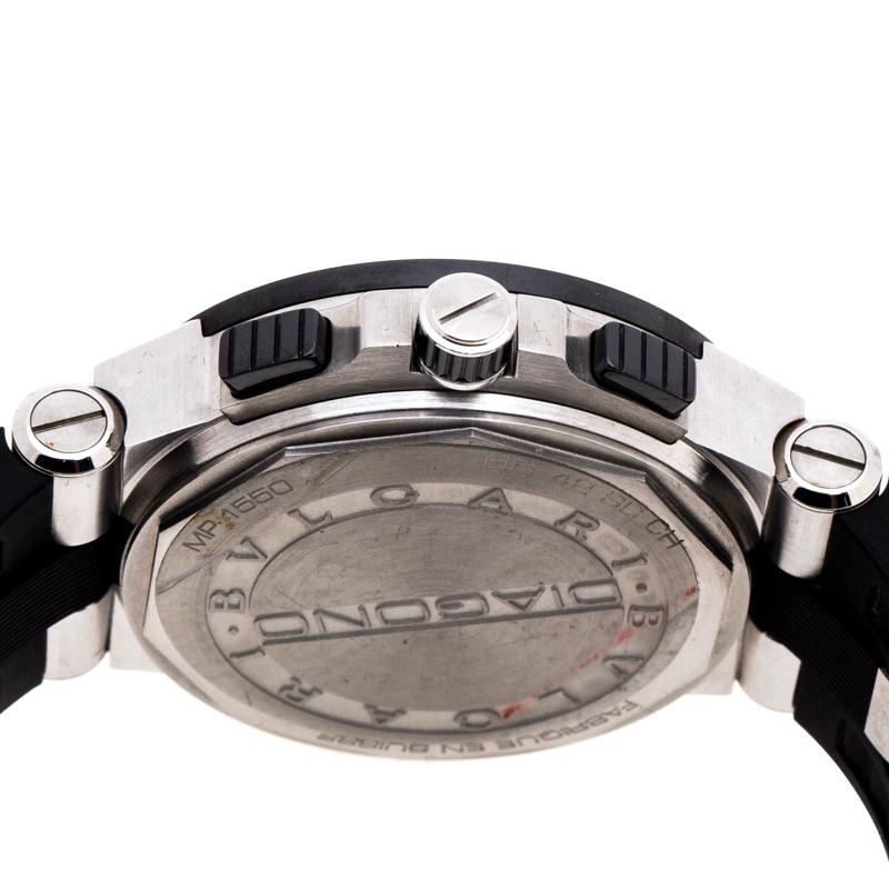 Bvlgari Black Ceramic Steel Rubber Diagono DG42SCCH Men's Wristwatch 42 mm 2