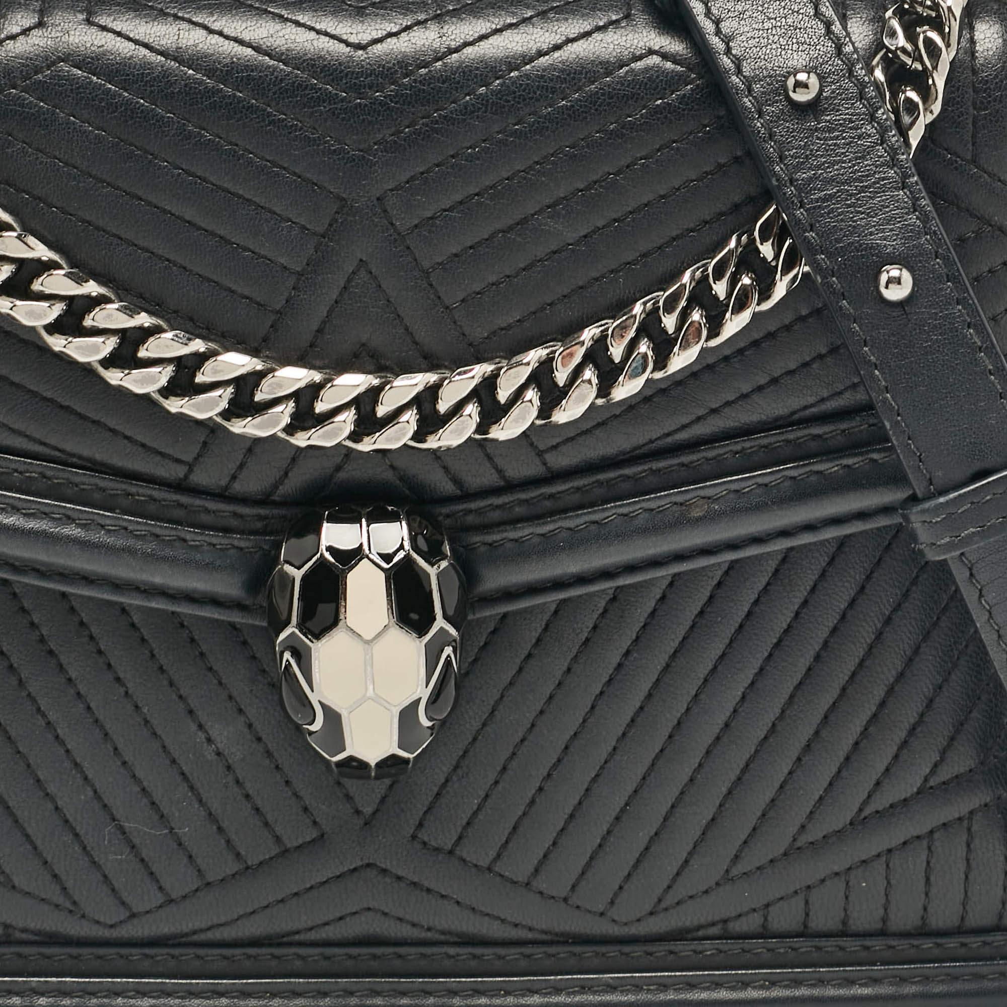 Bvlgari Black Diamond Blast Leather Serpenti Forever Shoulder Bag 1