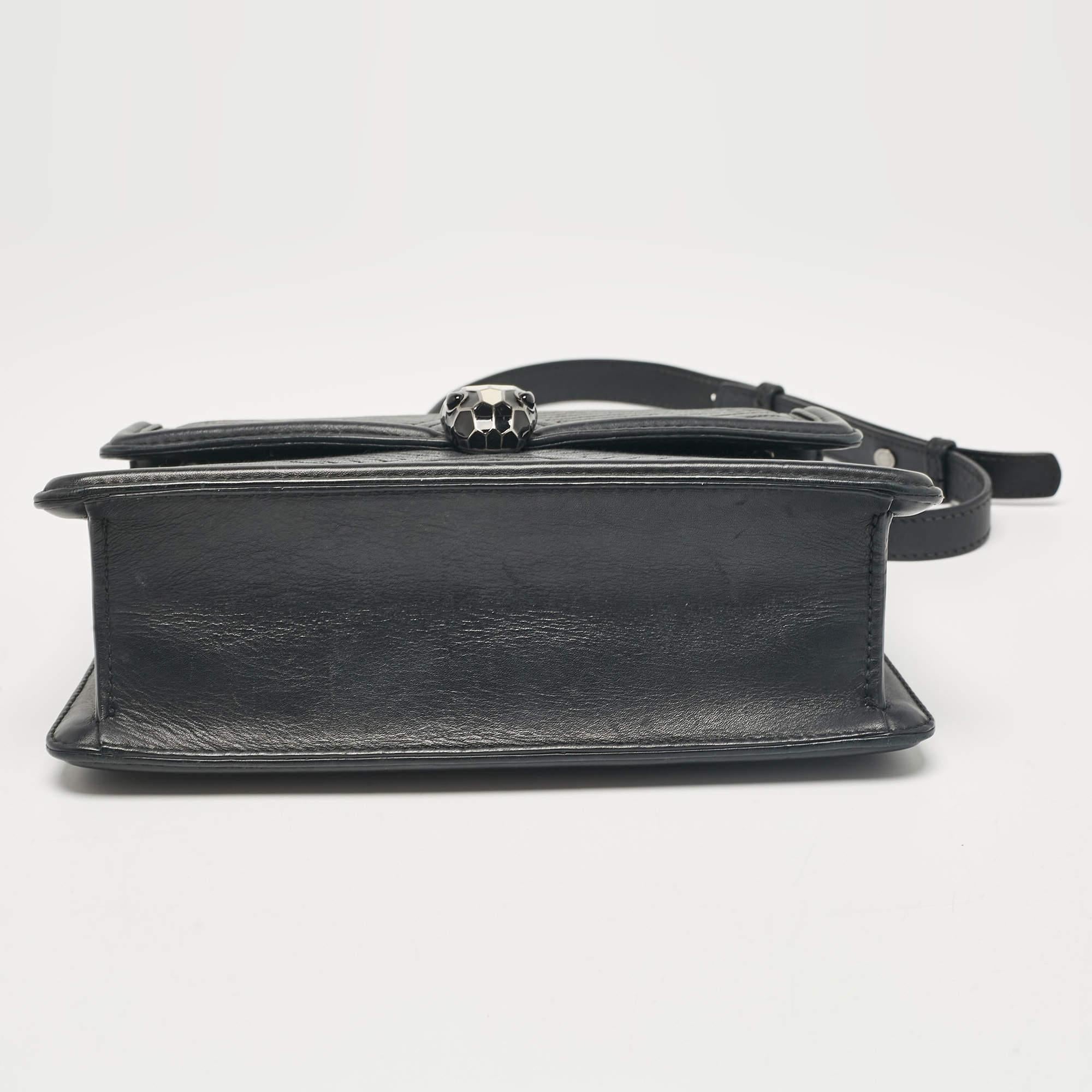 Bvlgari Black Diamond Blast Leather Serpenti Forever Shoulder Bag 4
