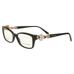 BVLGARI Black Eyeglass Frames 4058b 501 Sunglass Frames Gold HW Crystals LTD NEW