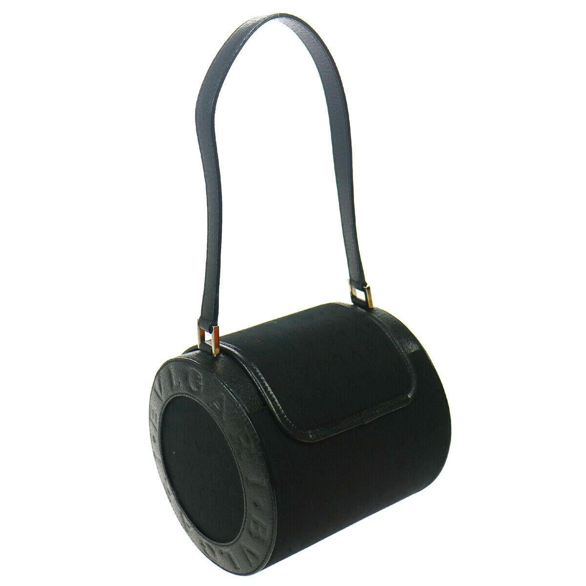 Bvlgari Black Fabric Leather Mini Small Party Evening Top Handle Pochette Bag In Good Condition In Chicago, IL