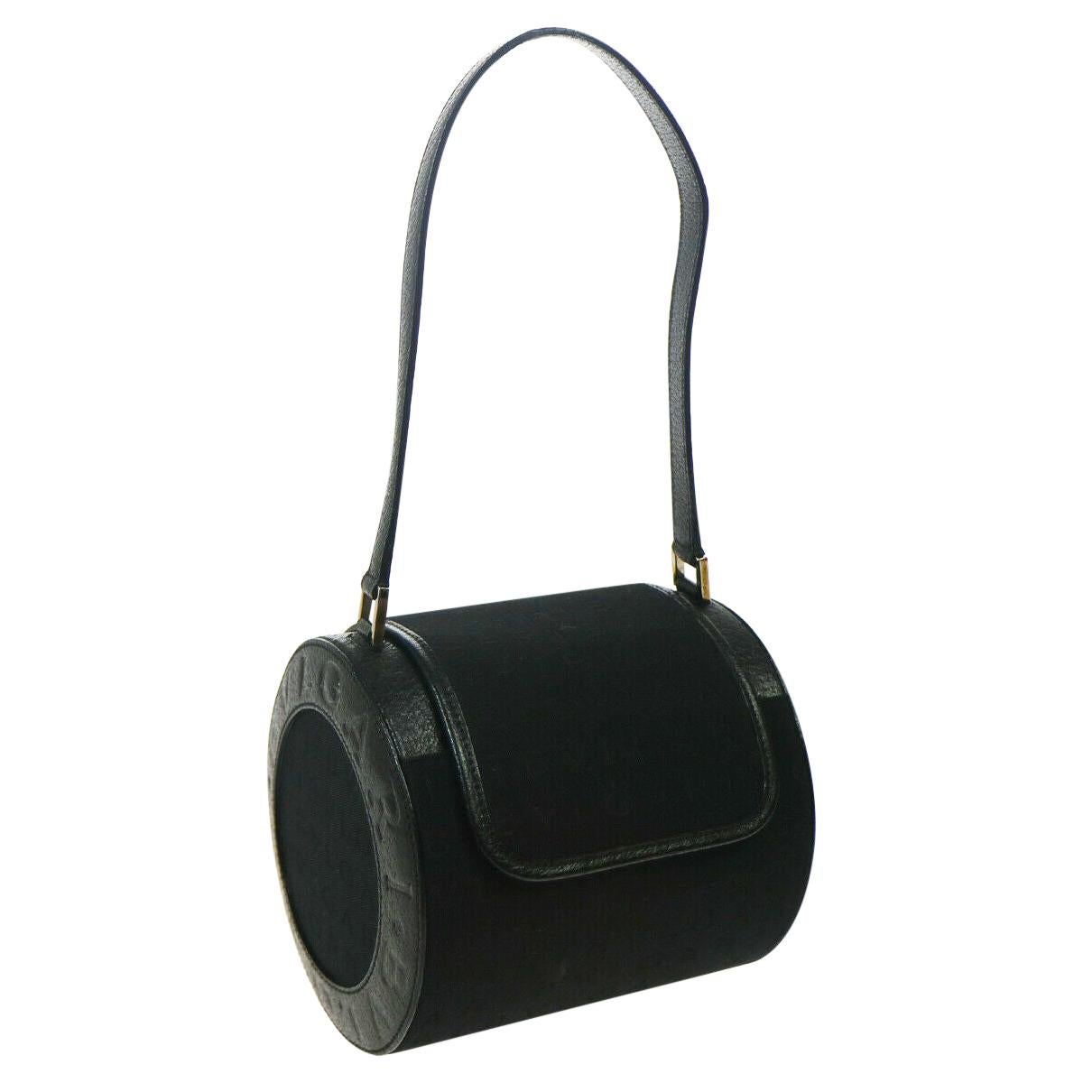 Bvlgari Black Fabric Leather Mini Small Party Evening Top Handle Pochette Bag