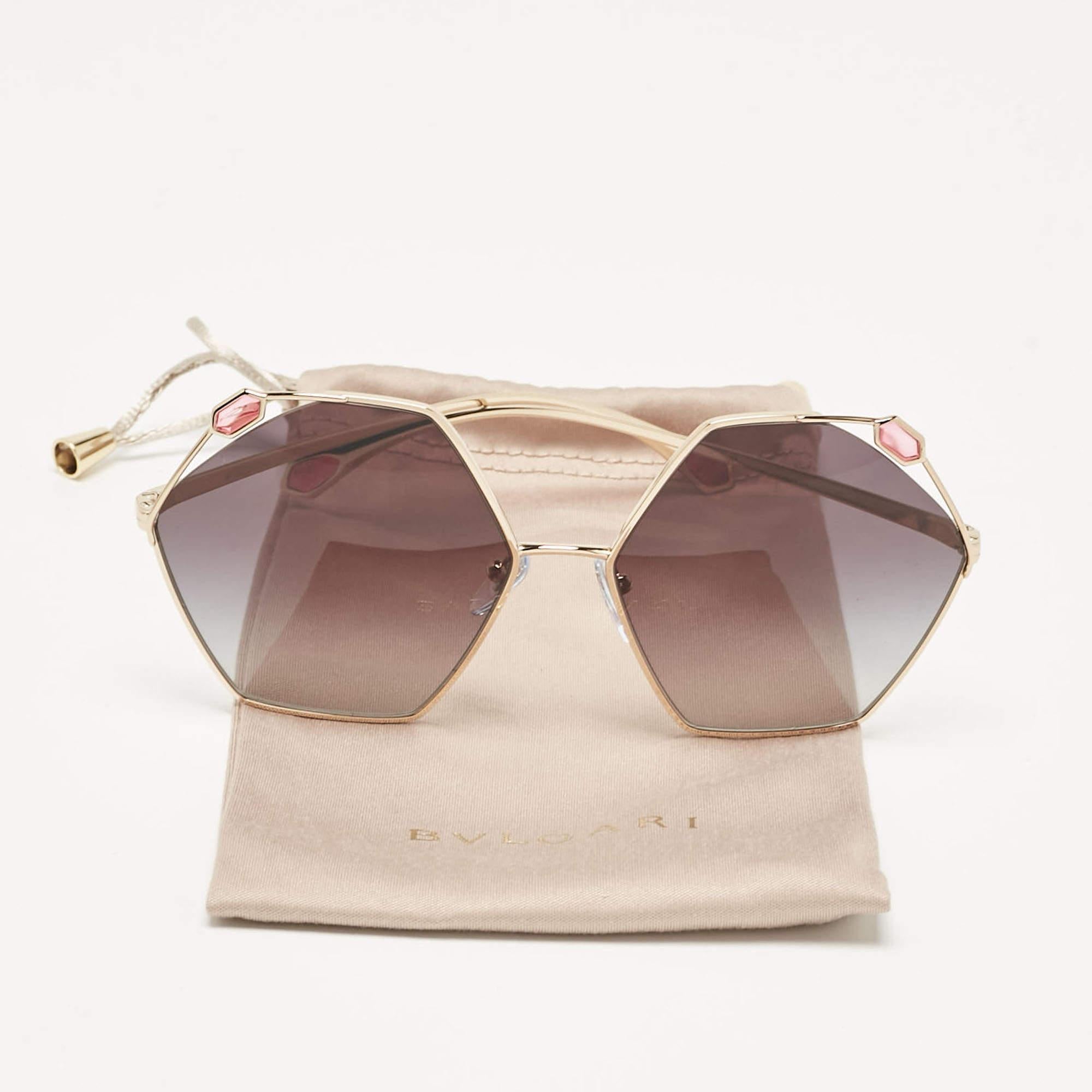 Women's Bvlgari Black Gradient 6160 Serpenti Hexagonal Sunglasses