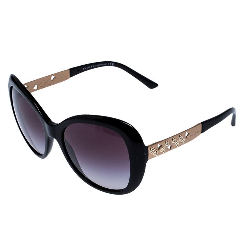 Bvlgari Black Gradient 8199-B Crystal Embellished Cateye Sunglasses In New Condition In Dubai, Al Qouz 2