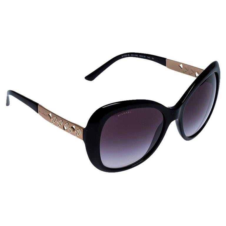 Bvlgari Black Gradient 8199-B Crystal Embellished Cateye Sunglasses