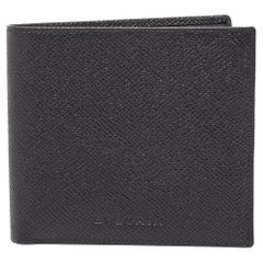 Bvlgari Black Grained Leather Bifold Wallet