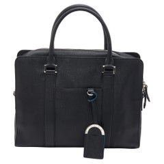 Bvlgari Black Grained Leather Briefcase