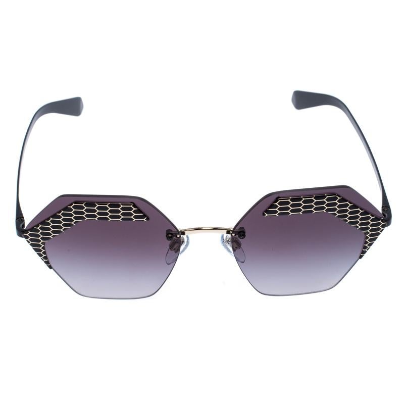 Women's Bvlgari Black/Grey Gradient 6103 Serpenteyes Geometric Sunglasses