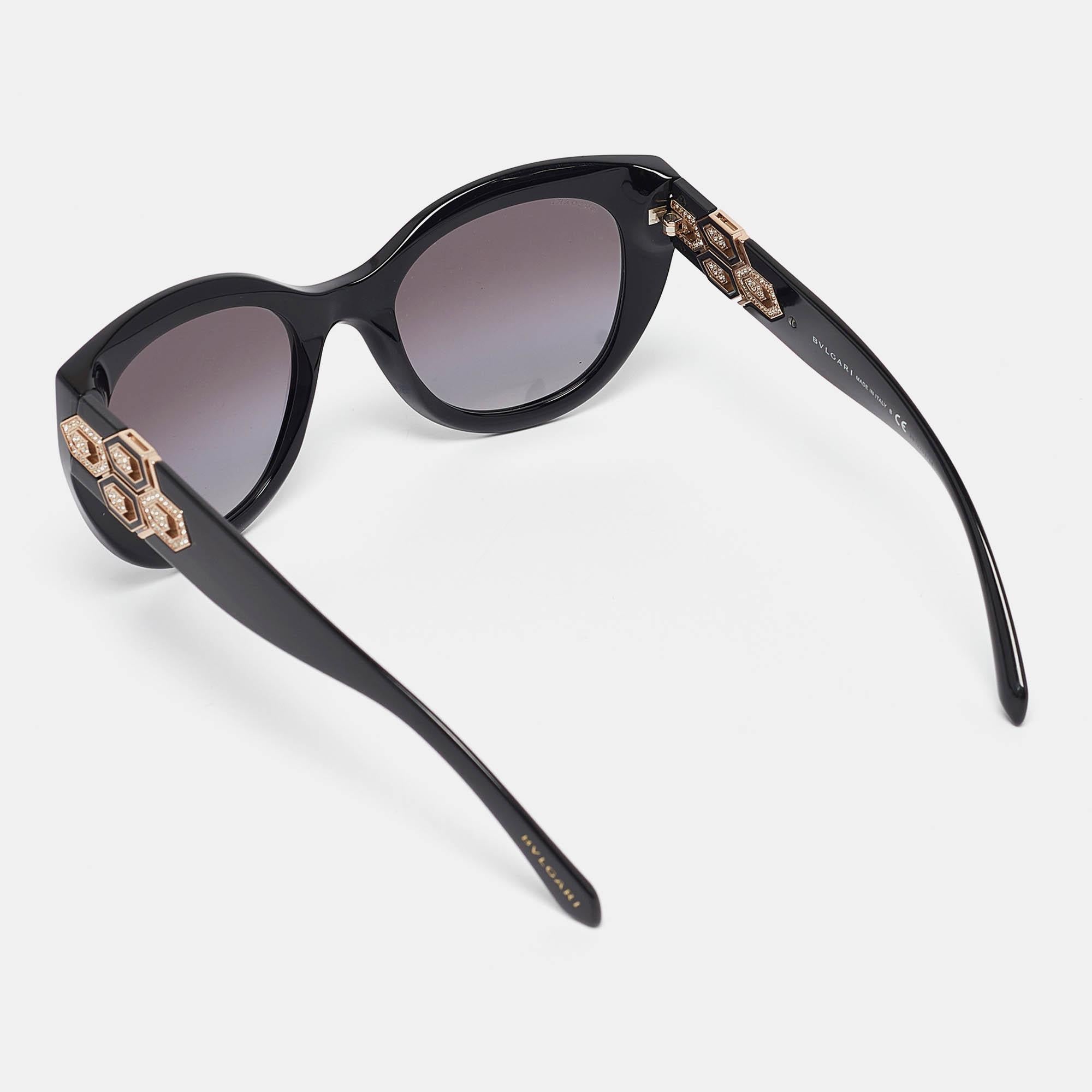 Bvlgari Black/Grey Gradient 8214-B Crystal Cat-Eye Sunglasses In Good Condition In Dubai, Al Qouz 2