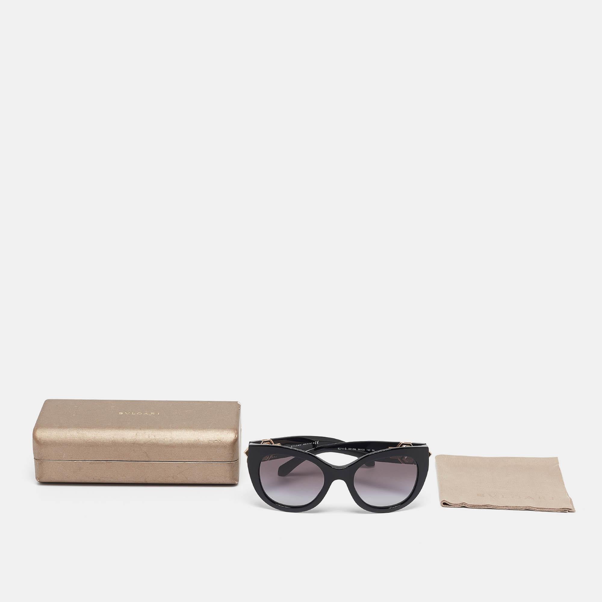 Women's Bvlgari Black/Grey Gradient 8214-B Crystal Cat-Eye Sunglasses