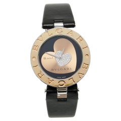 Bvlgari Black Heart Diamond Pave 18K Rose Gold B.Zero1 Women's Wristwatch 35 mm