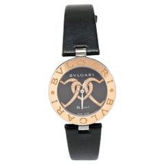 Bvlgari Black Interlocking Heart Motif 18K Rose Gold Diamond Wristwatch 35 mm