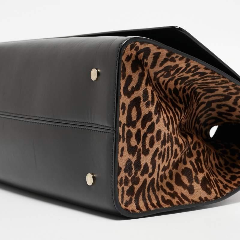Bvlgari Black Leather and Leopard Print Calfhair Scaglie Serpenti Tote 7