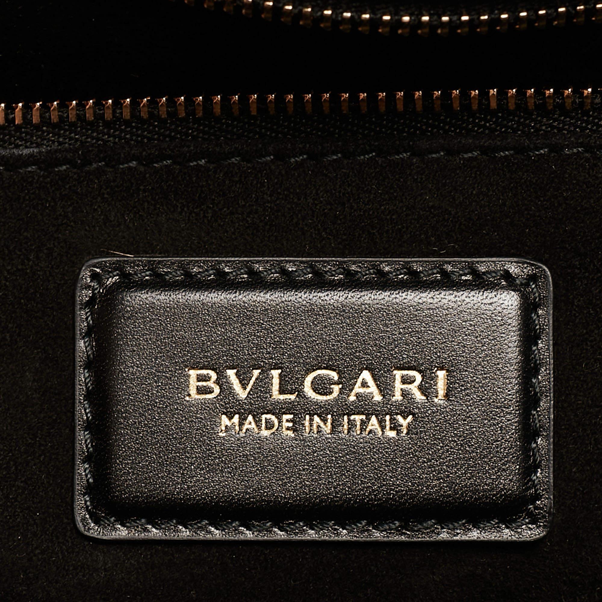 Bvlgari Black Leather and Leopard Print Calfhair Scaglie Serpenti Tote 13