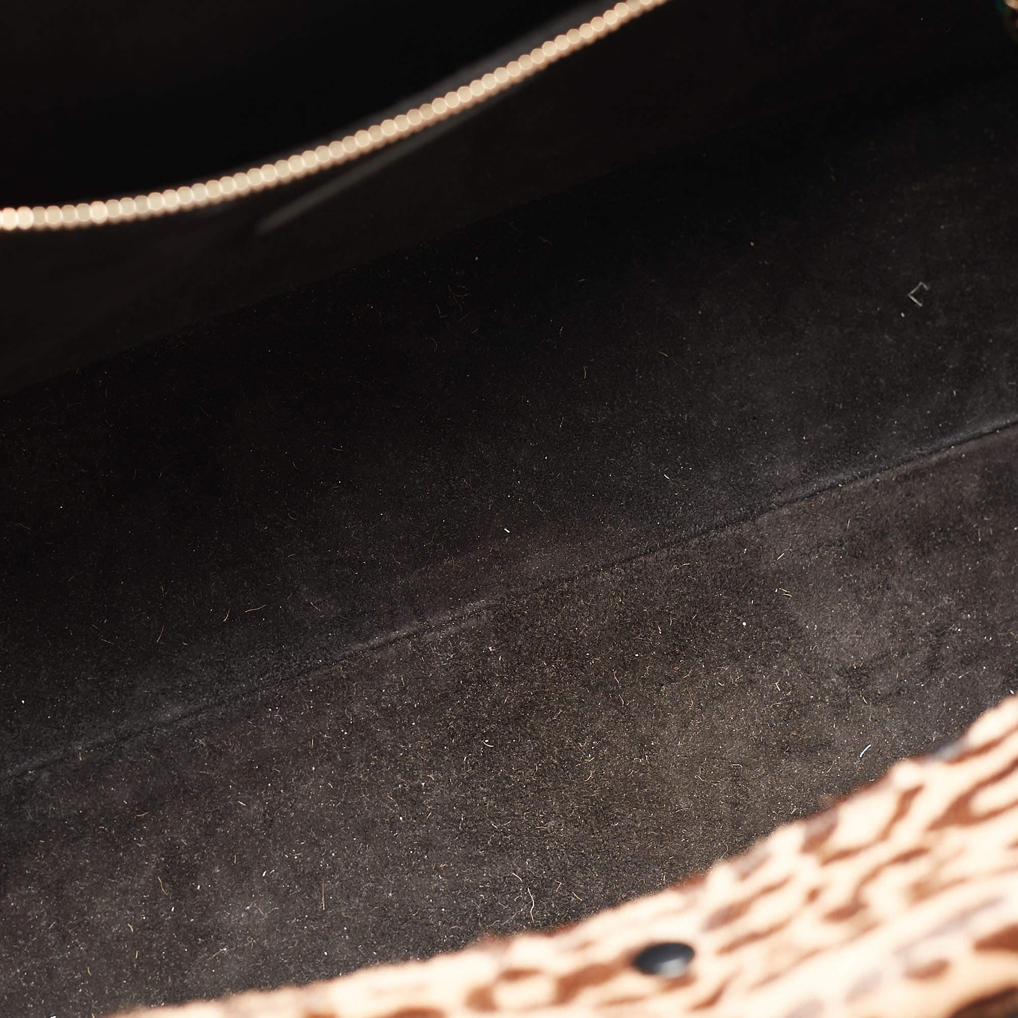 Bvlgari Black Leather and Leopard Print Calfhair Scaglie Serpenti Tote 14