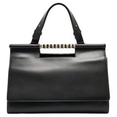 Bvlgari Black Leather and Leopard Print Calfhair Scaglie Serpenti Tote